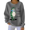 In Frogs We Trust Portland Frog Print Ribbed Round Neck Sweatshirt 4