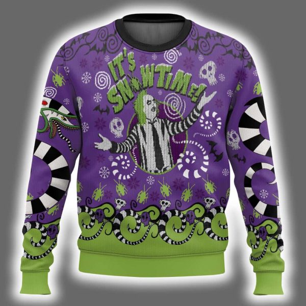 Its Snowtime Beetlejuice Ugly Christmas Sweater 2