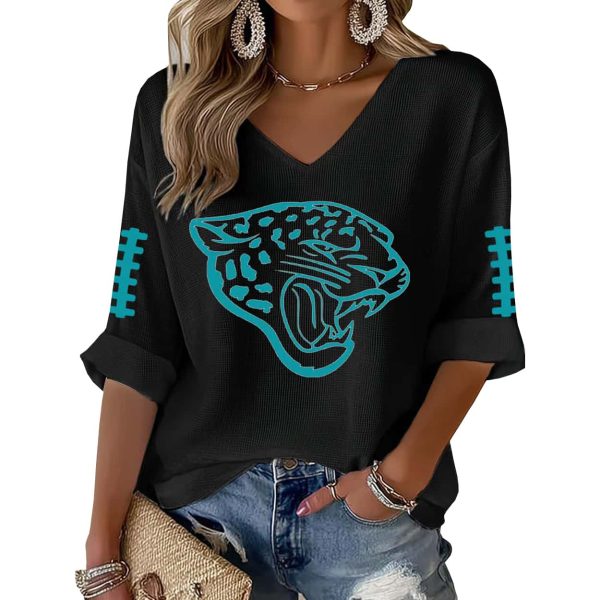 Jaguars Football Casual Print Waffle Long Sleeve T Shirt 2