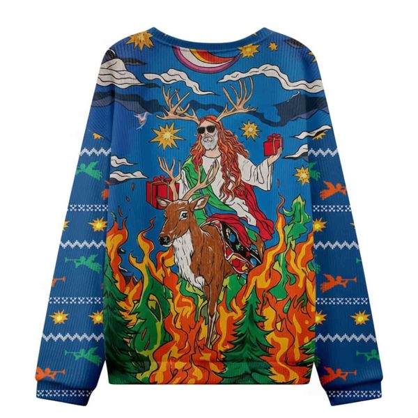 Jesus Riding A Reindeer Christian Ugly Christmas Sweater1