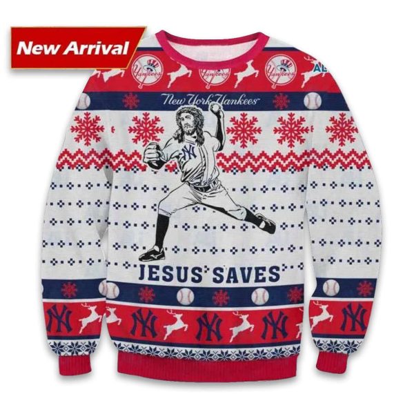 Jesus Saves Yankees Ugly Christmas Sweater