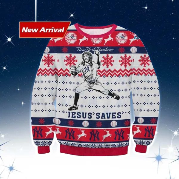 Jesus Saves Yankees Ugly Christmas Sweater