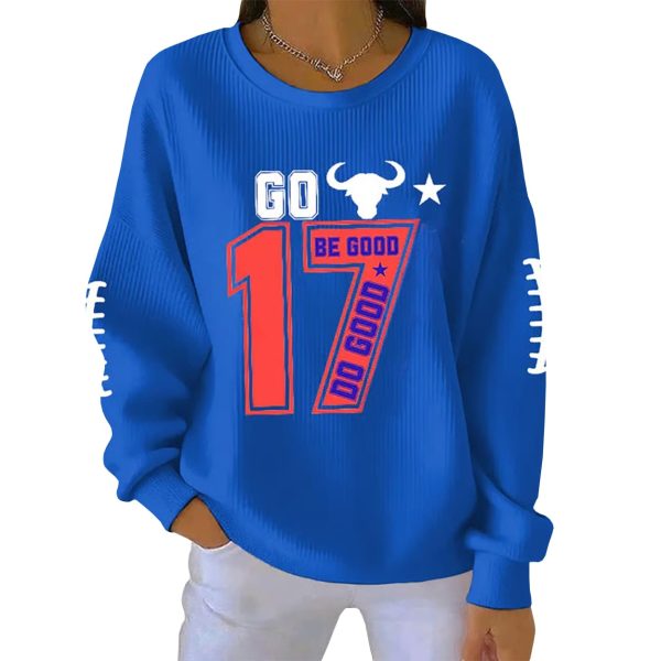 Josh Allen Go Bills Be Good Do Good 17 Pit Striped Sweatshirt