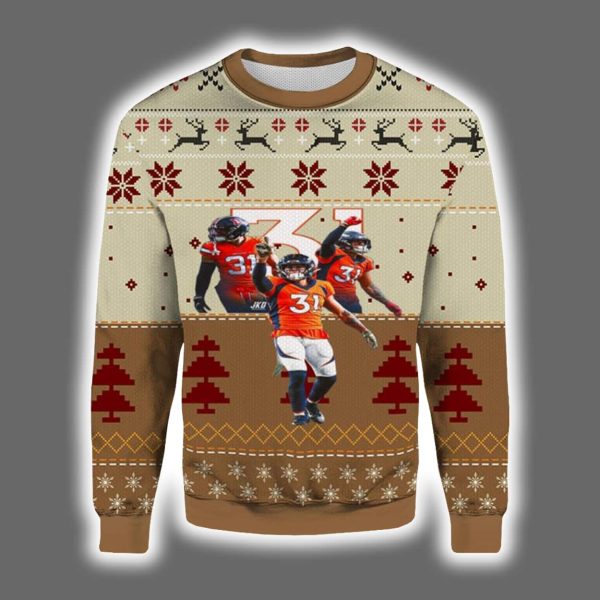 Justin Simmons Broncos Ugly Christmas Sweater