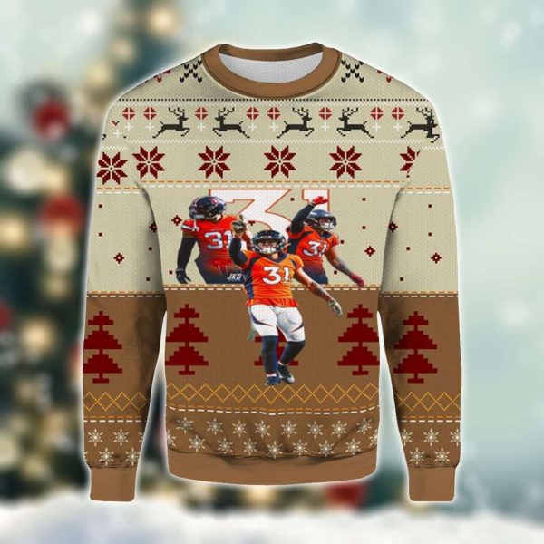 Justin Simmons Broncos Ugly Christmas Sweater 2