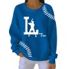 LA Baseball 10 2 Outs Ribbed Pit Striped Sweatshirt