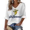 Lets Go Bananas Print Waffle V Neck T shirt 2