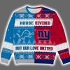 Lions x NY Giants House Divided But Our Love United Ugly Christmas Sweater