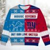 Lions x NY Giants House Divided But Our Love United Ugly Christmas Sweater 2