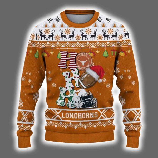 Longhorns Football HO HO HO Ugly Christmas Sweater 2