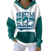 Mariners Baseball 1977 Print Ribbed Pit Striped Hoodie
