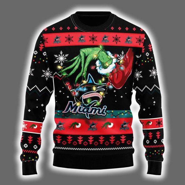 Marlins Grnch Hand Ugly Christmas Sweater 2