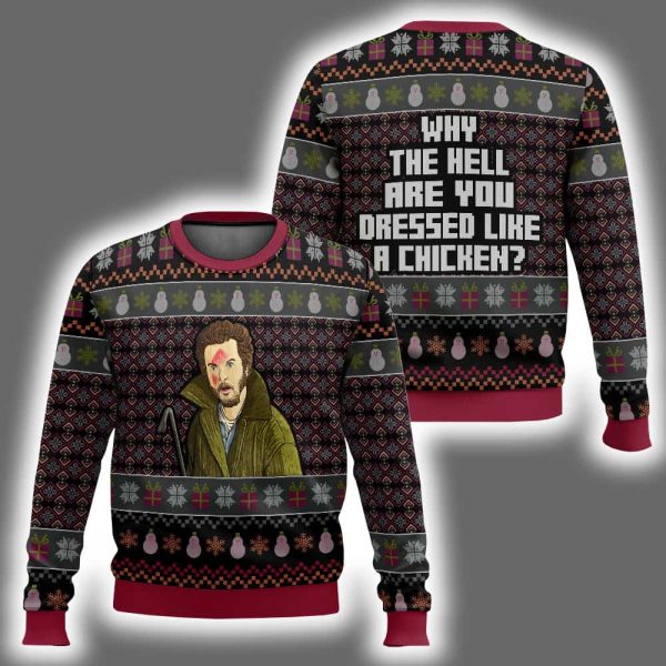 Marv Murchins Home Alone Why The Hell Are You Dressed Like A Chicken Ugly Christmas Sweater
