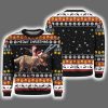 Meowy Christmas Cat Riding Dinosaur Ugly Sweater
