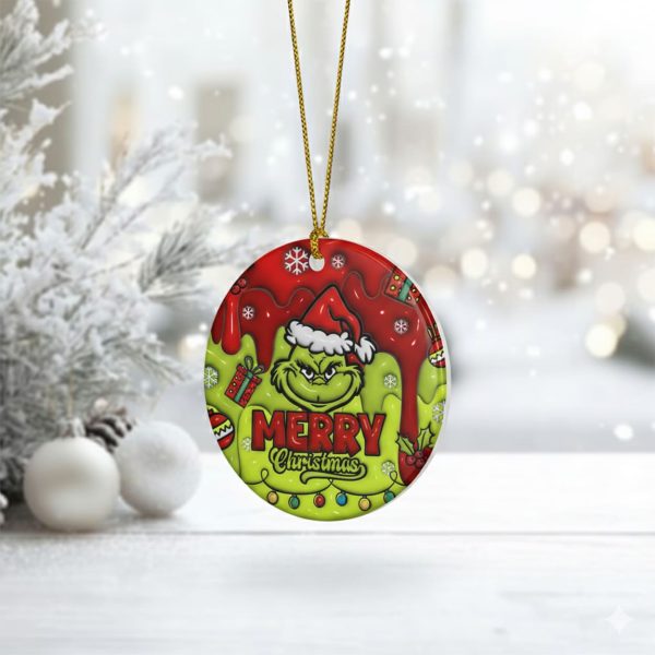 Merry Christmas Grnch 2025 Ceramic Ornament 2