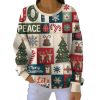 Merry Christmas Let It Snow Peace Pit Striped Sweatshirt