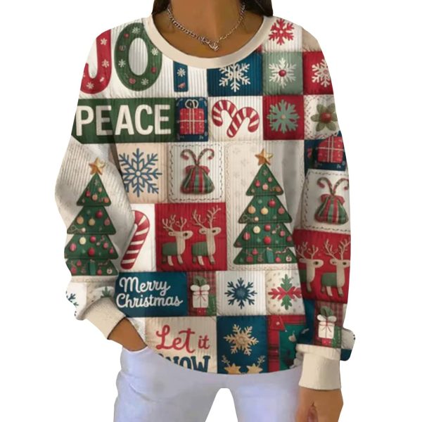 Merry Christmas Let It Snow Peace Pit Striped Sweatshirt