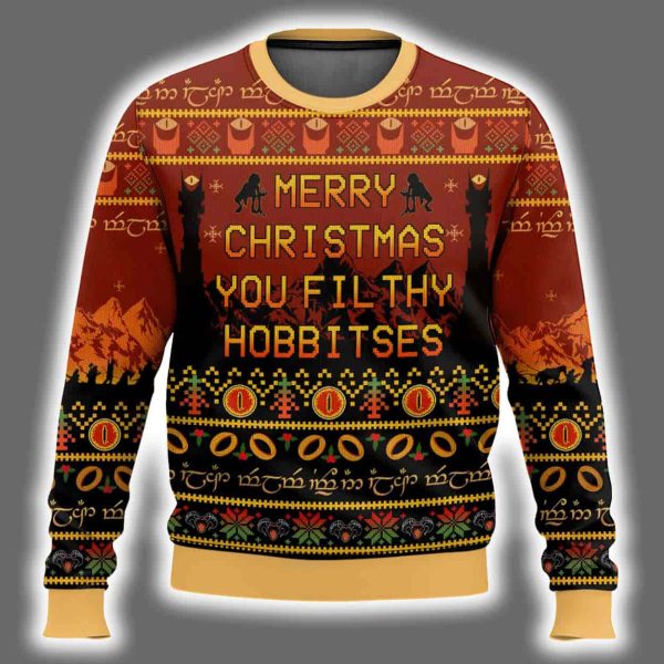 Merry Xmass You Filthy Hobbitses The Lord Of The Rings Ugly Christmas Sweater 2
