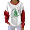 Merry and Bright Christmas Tree Print Pit Striped Sweatshirt