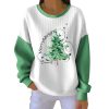 Merry and Bright Christmas Tree Print Pit Striped Sweatshirt 2