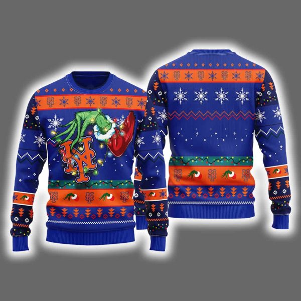 Mets Grnch Hand Ugly Christmas Sweater