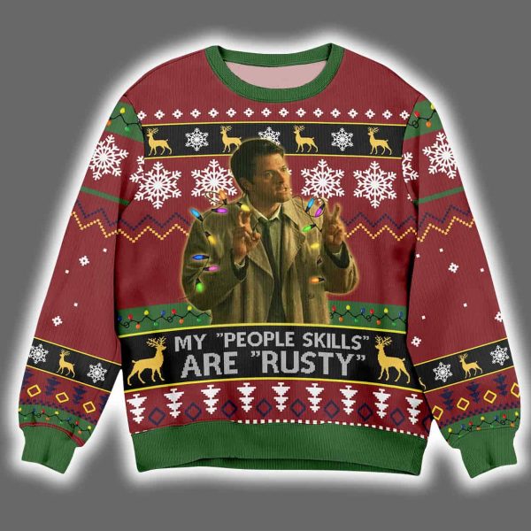 Misha Collins My People Skills Ugly Christmas Sweater