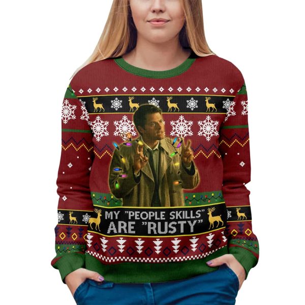 Misha Collins My People Skills Ugly Christmas Sweater 3