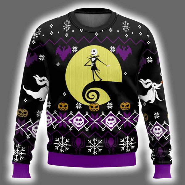 Moonlight Jack Skellington Ugly Christmas Sweater 2
