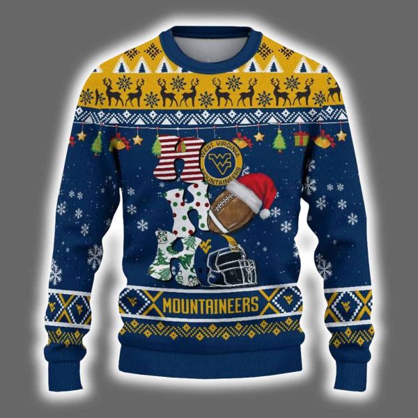 Mountaineers Football HO HO HO Ugly Christmas Sweater 2
