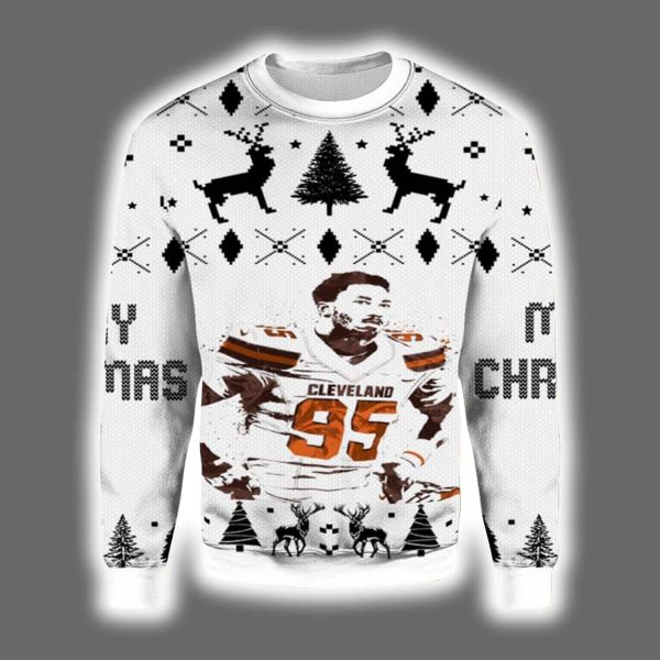Myles Garrett 95 Browns Ugly Christmas Sweater