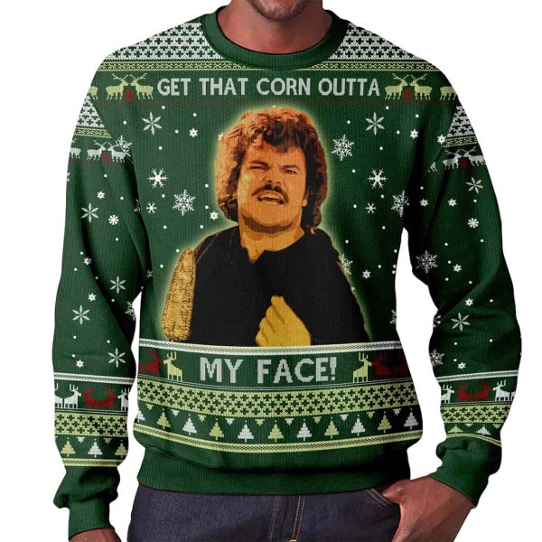 Nacho Libre Get That Corn Out Of My Face Ugly Christmas Sweater
