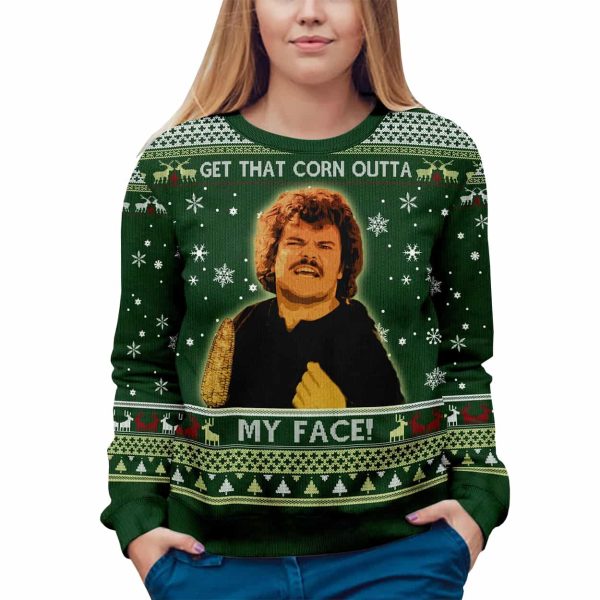 Nacho Libre Get That Corn Out Of My Face Ugly Christmas Sweater 2