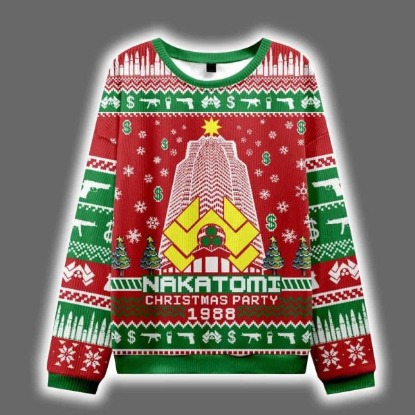 Nakatomi Corporation Christmas Party Snowflake Tower Ugly Christmas Sweater