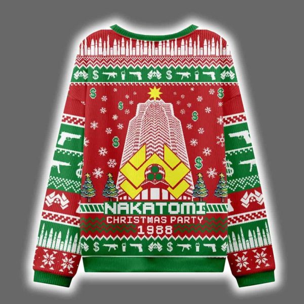 Nakatomi Corporation Christmas Party Snowflake Tower Ugly Christmas Sweater