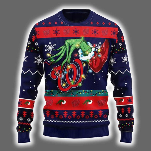 Nationals Grnch Hand Ugly Christmas Sweater 2