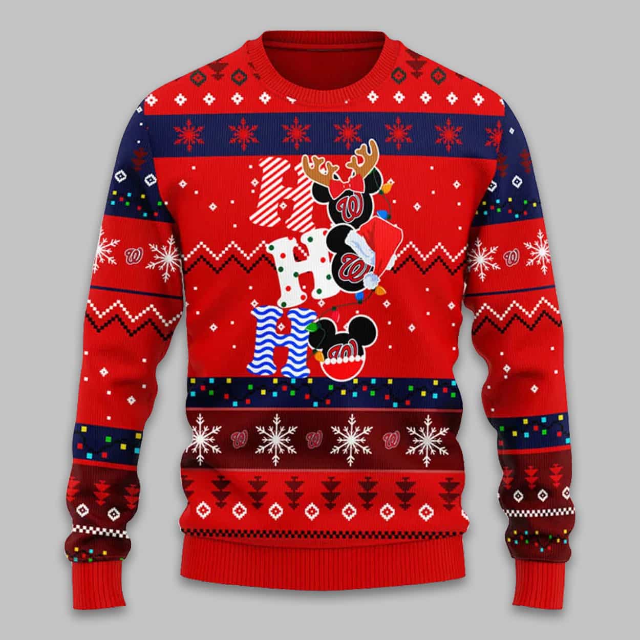 Nationals HoHoHo Mickey Christmas Ugly Sweater Nationals HoHoHo Mickey Christmas Ugly Sweater