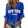 New York Football Est 1925 Print Waffle Long Sleeve T-Shirt