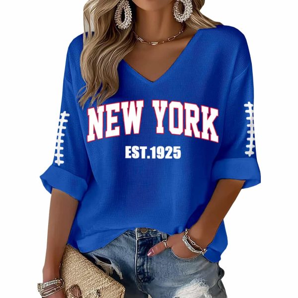 New York Football Est 1925 Print Waffle Long Sleeve T-Shirt