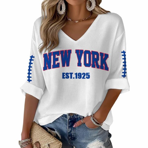 New York Football Est 1925 Print Waffle Long Sleeve T Shirt 2