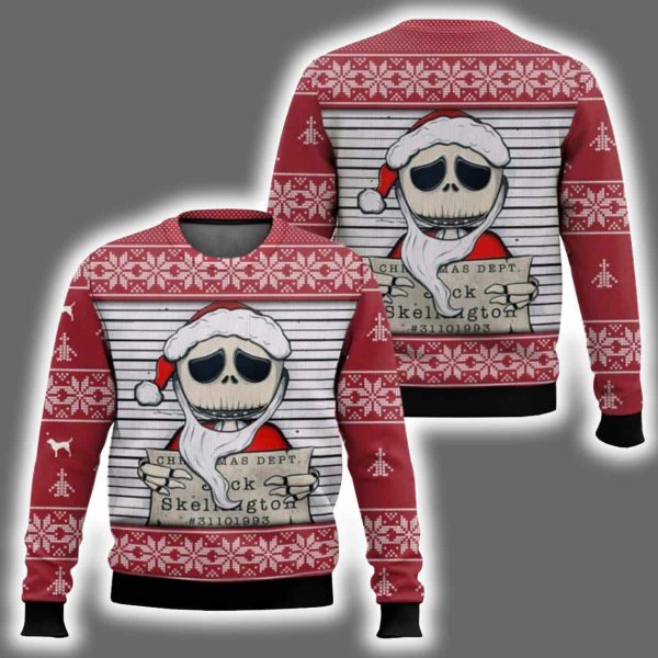 Nightmare Before Christmas Jack Dept Skellington Ugly Christmas Sweater