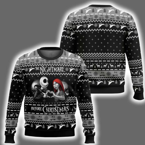 Nightmare Before Xmas Jack Sally Ugly Christmas Sweater