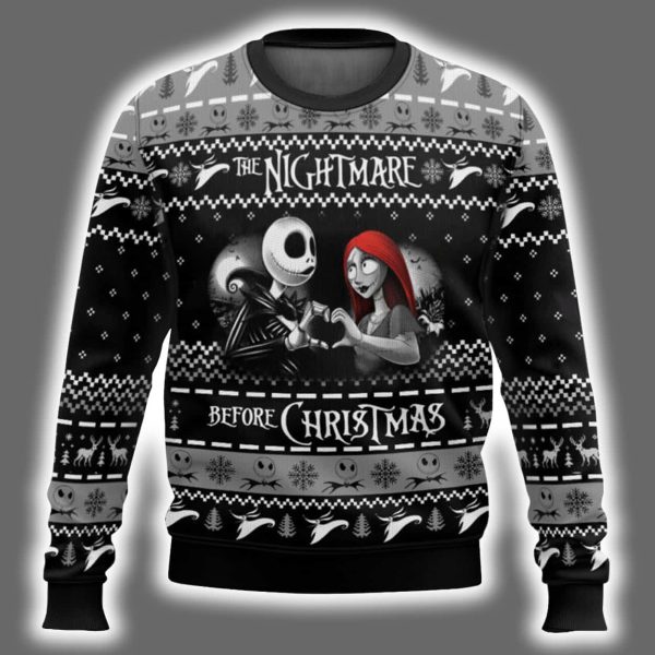 Nightmare Before Xmas Jack Sally Ugly Christmas Sweater 2