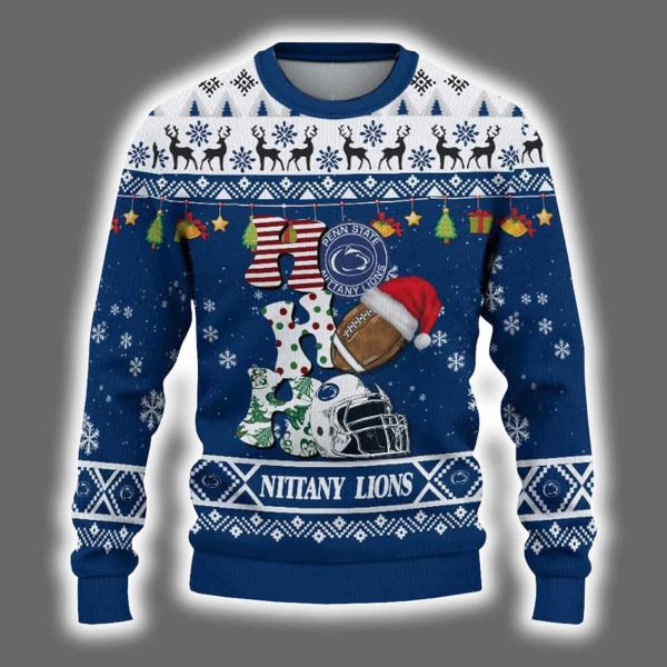 Nittany Lions Football HO HO HO Ugly Christmas Sweater 2