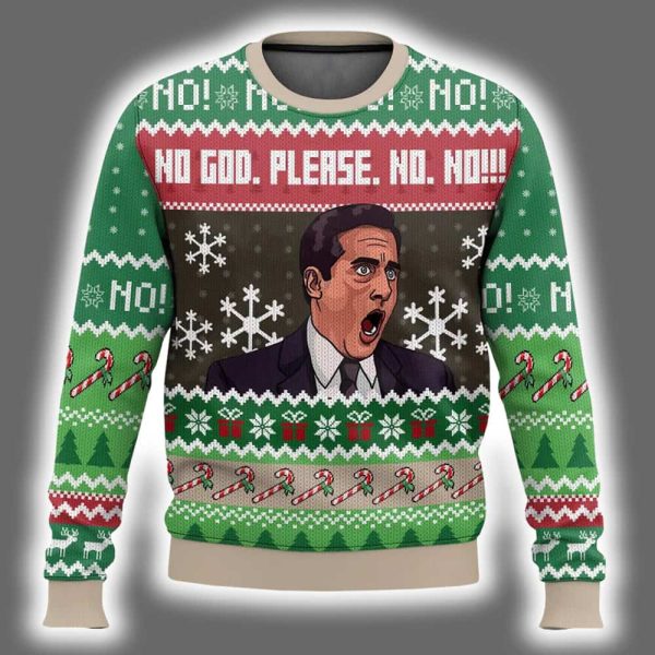 No God Please No Michael Scott The Office Ugly Christmas Sweater 2