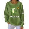 No Kings Resist Portland Frog Print Ribbed Casual Sweatshirt