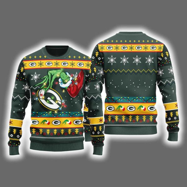 Packers Grnch Hand Ugly Christmas Sweater
