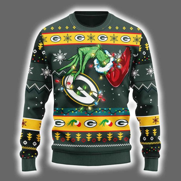 Packers Grnch Hand Ugly Christmas Sweater 2