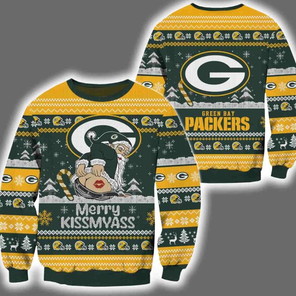 Packers Merry Kissmyass Santa Claus Ugly Christmas Sweater