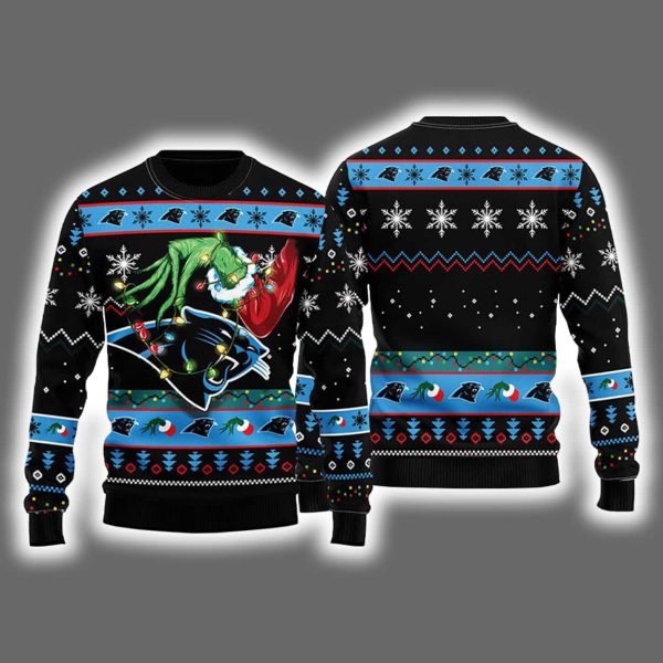Panthers Grnch Hand Ugly Christmas Sweater