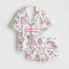 Pastel Coquette Christmas Girly Pink And Mint Xmas Satin Pajama Set